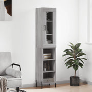Hoge kast 34,5x34x180 cm bewerkt hout grijs