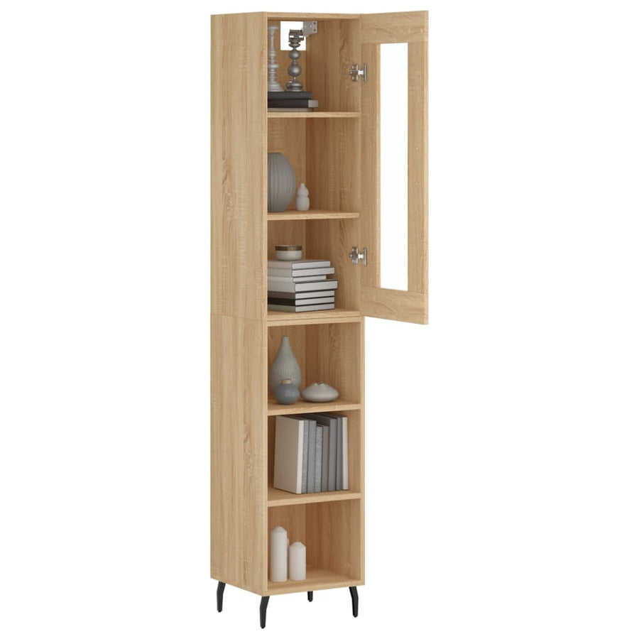 Hoge Kast 34,5X34X180 Cm Bewerkt Hout Kleurig Sonoma eiken