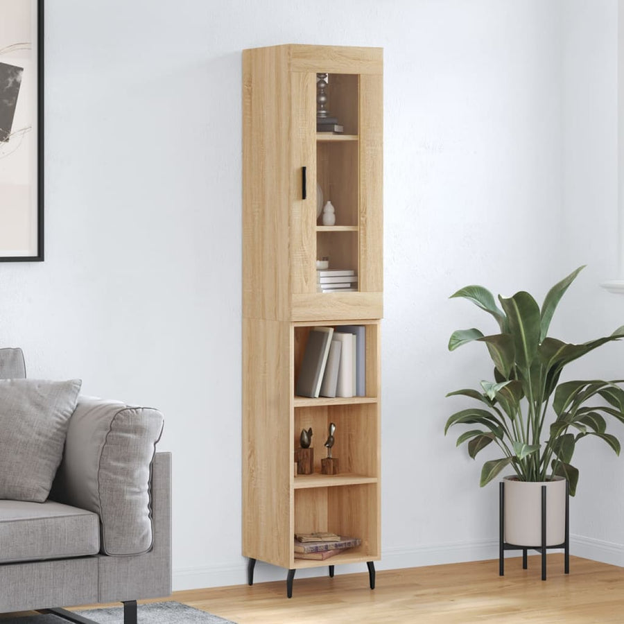 Hoge Kast 34,5X34X180 Cm Bewerkt Hout Kleurig Sonoma eiken