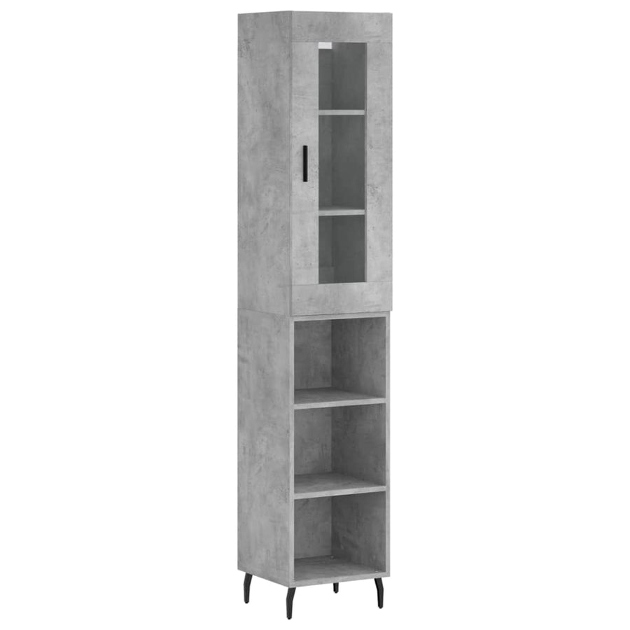 Hoge Kast 34,5X34X180 Cm Bewerkt Hout Betongrijs