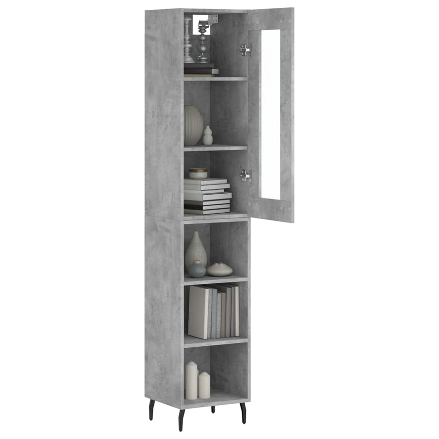 Hoge Kast 34,5X34X180 Cm Bewerkt Hout Betongrijs
