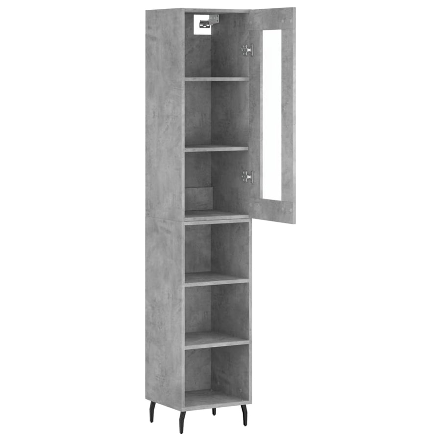 Hoge Kast 34,5X34X180 Cm Bewerkt Hout Betongrijs