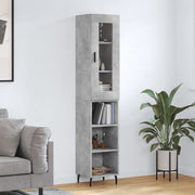 Hoge kast 34,5x34x180 cm bewerkt hout betongrijs