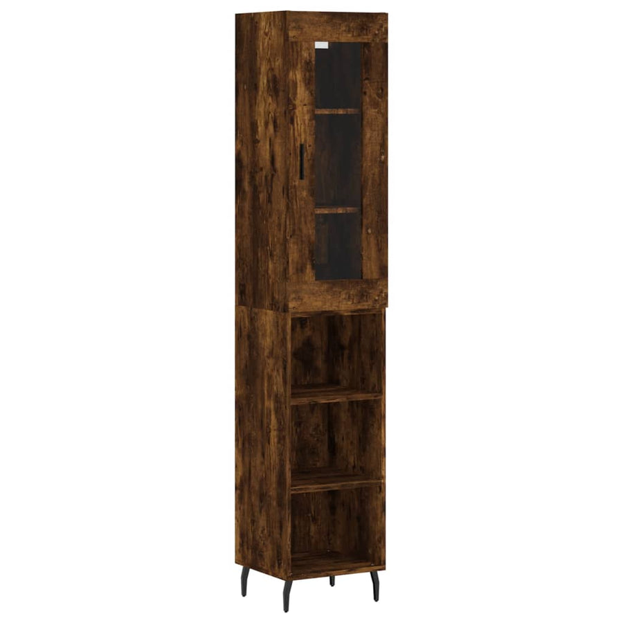 Hoge Kast 34,5X34X180 Cm Bewerkt Hout Kleurig Gerookt eiken