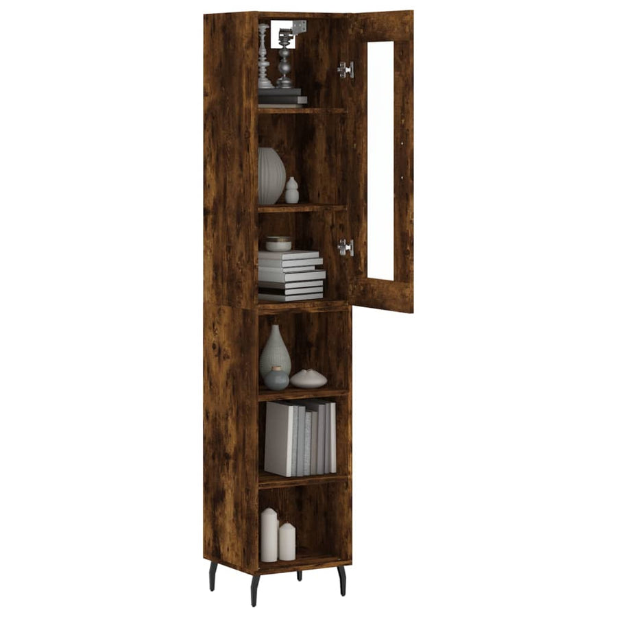 Hoge Kast 34,5X34X180 Cm Bewerkt Hout Kleurig Gerookt eiken