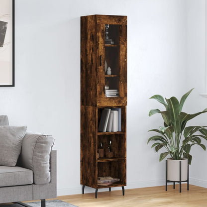Hoge Kast 34,5X34X180 Cm Bewerkt Hout Kleurig Gerookt eiken