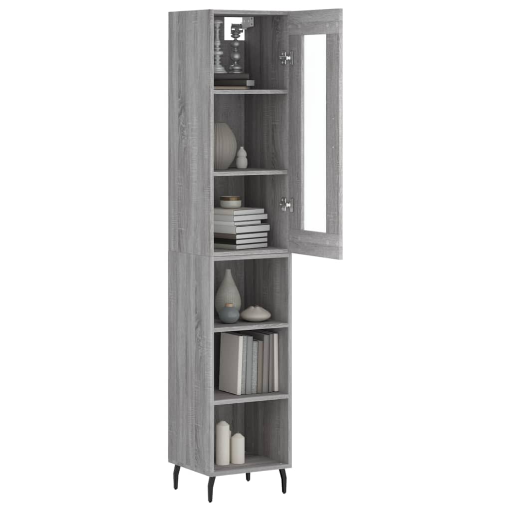 Hoge Kast 34,5X34X180 Cm Bewerkt Hout Grijs Sonoma Eikenkleurig