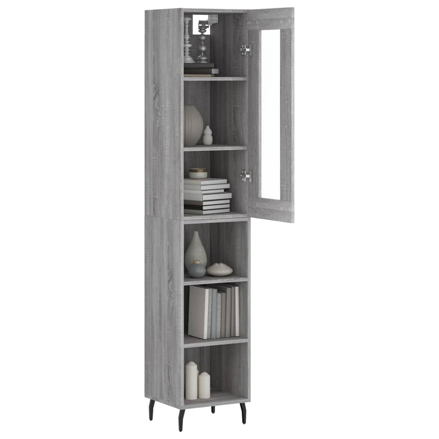 Hoge Kast 34,5X34X180 Cm Bewerkt Hout Grijs Sonoma Eikenkleurig