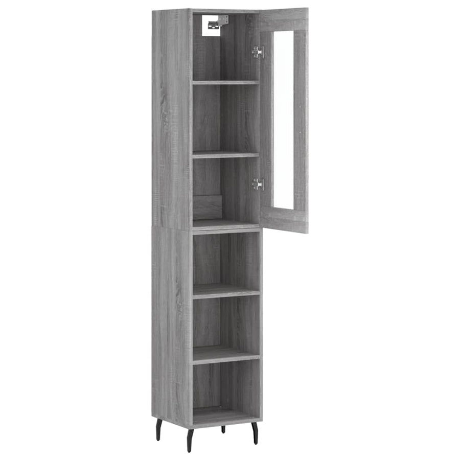 Hoge Kast 34,5X34X180 Cm Bewerkt Hout Grijs Sonoma Eikenkleurig