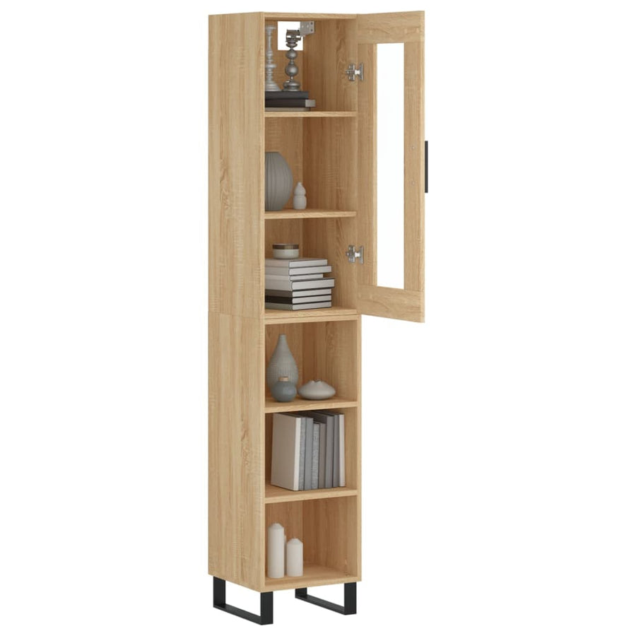 Hoge Kast 34,5X34X180 Cm Bewerkt Hout Kleurig Sonoma eiken