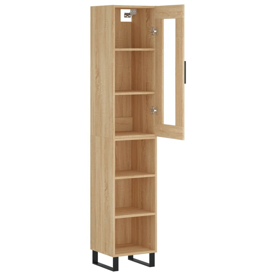 Hoge Kast 34,5X34X180 Cm Bewerkt Hout Kleurig Sonoma eiken