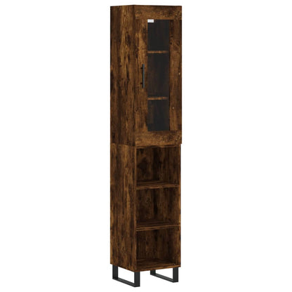 Hoge Kast 34,5X34X180 Cm Bewerkt Hout Kleurig Gerookt eiken