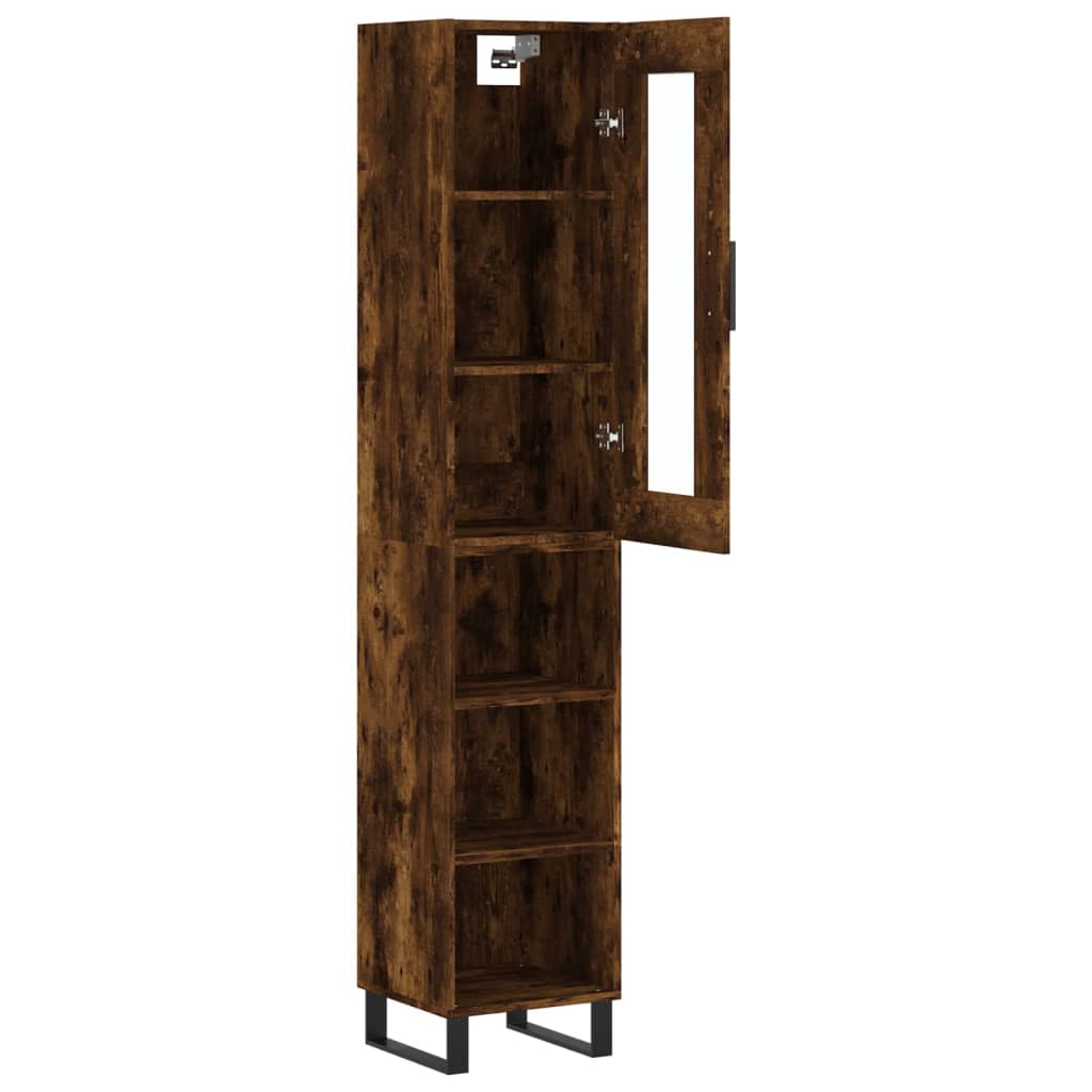 Hoge Kast 34,5X34X180 Cm Bewerkt Hout Kleurig Gerookt eiken