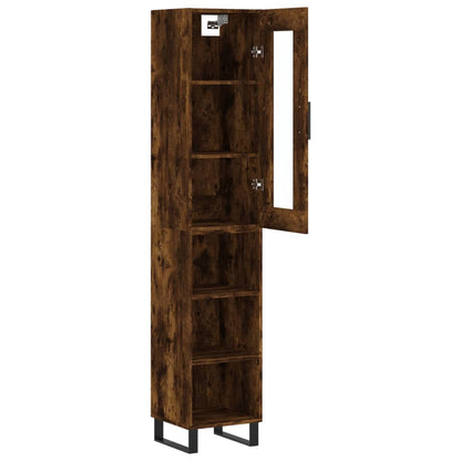 Hoge Kast 34,5X34X180 Cm Bewerkt Hout Kleurig Gerookt eiken