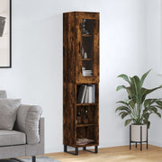 Hoge kast 34,5x34x180 cm bewerkt hout gerookt eiken