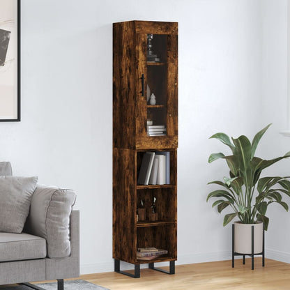 Hoge Kast 34,5X34X180 Cm Bewerkt Hout Kleurig Gerookt eiken