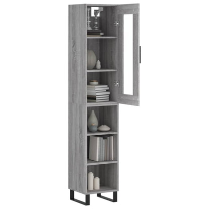 Hoge Kast 34,5X34X180 Cm Bewerkt Hout Grijs Sonoma Eikenkleurig