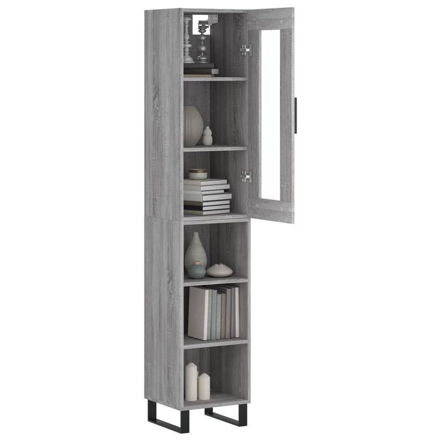Hoge Kast 34,5X34X180 Cm Bewerkt Hout Grijs Sonoma Eikenkleurig