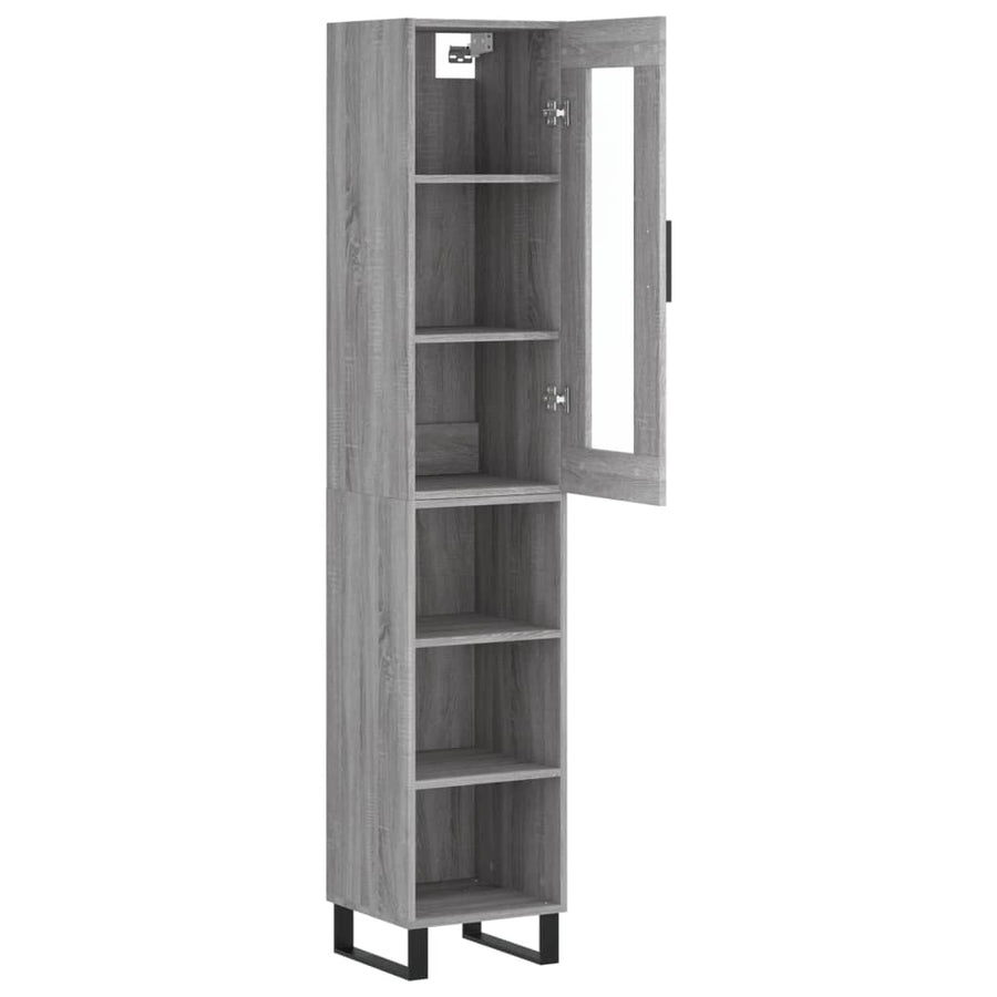 Hoge Kast 34,5X34X180 Cm Bewerkt Hout Grijs Sonoma Eikenkleurig