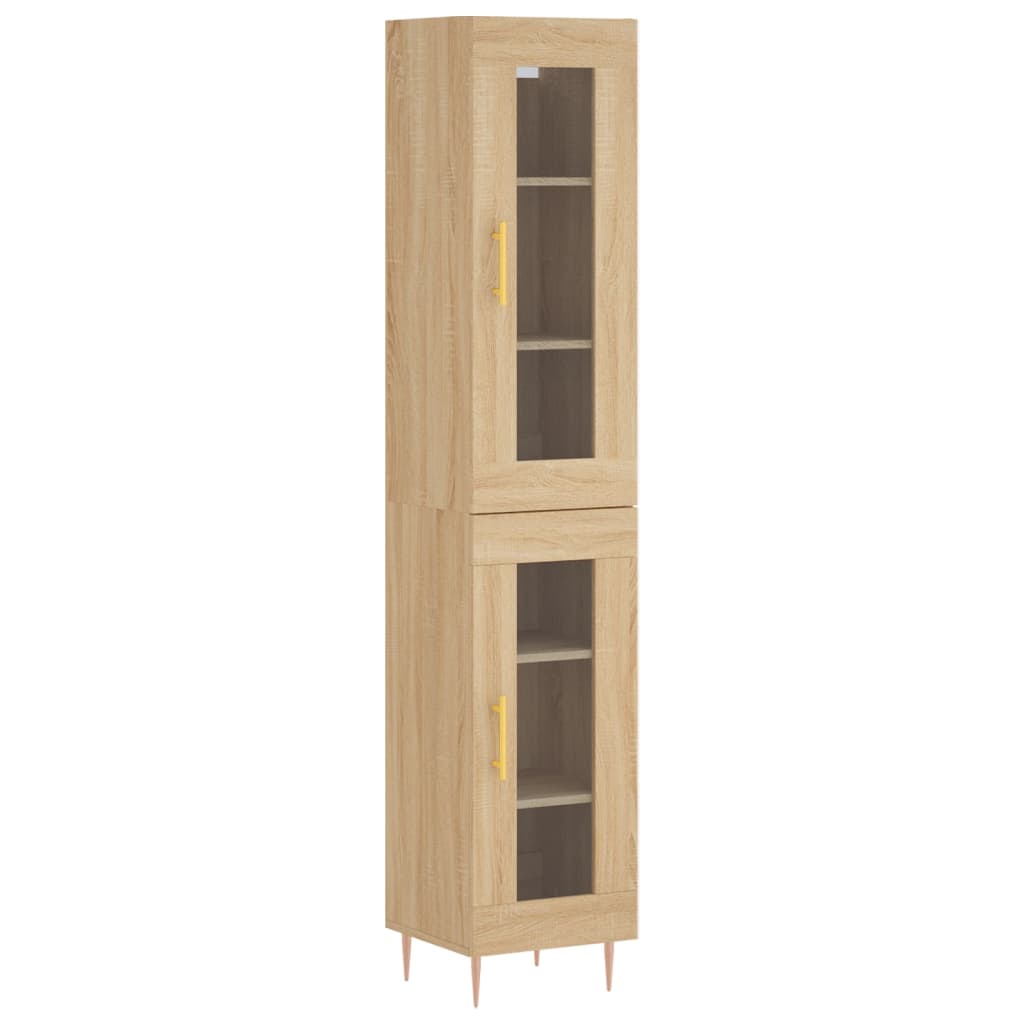 Hoge Kast 34,5X34X180 Cm Bewerkt Hout Kleurig Sonoma eiken