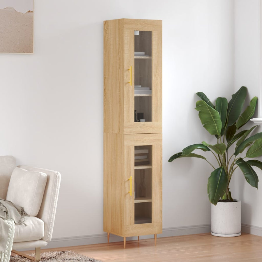Hoge Kast 34,5X34X180 Cm Bewerkt Hout Kleurig Sonoma eiken