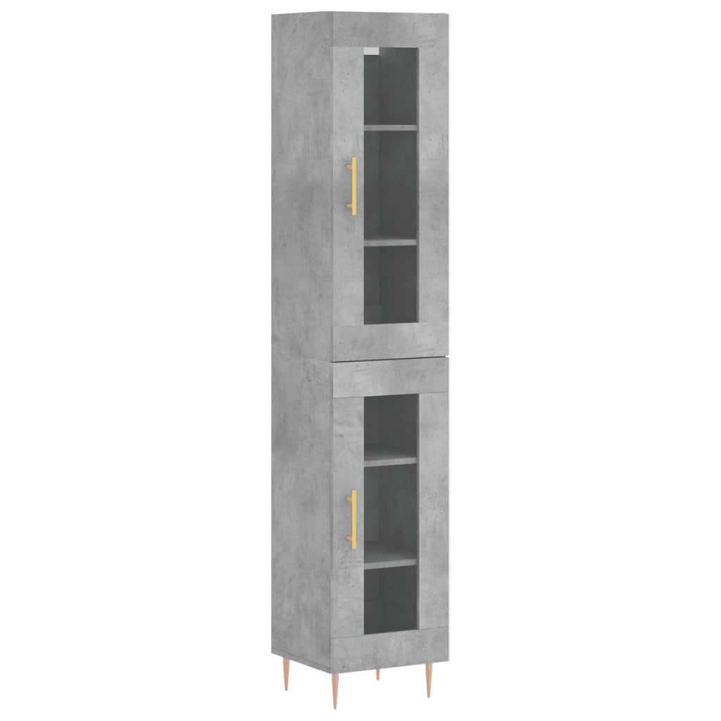 Hoge Kast 34,5X34X180 Cm Bewerkt Hout Betongrijs