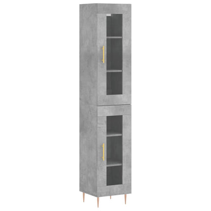 Hoge Kast 34,5X34X180 Cm Bewerkt Hout Betongrijs