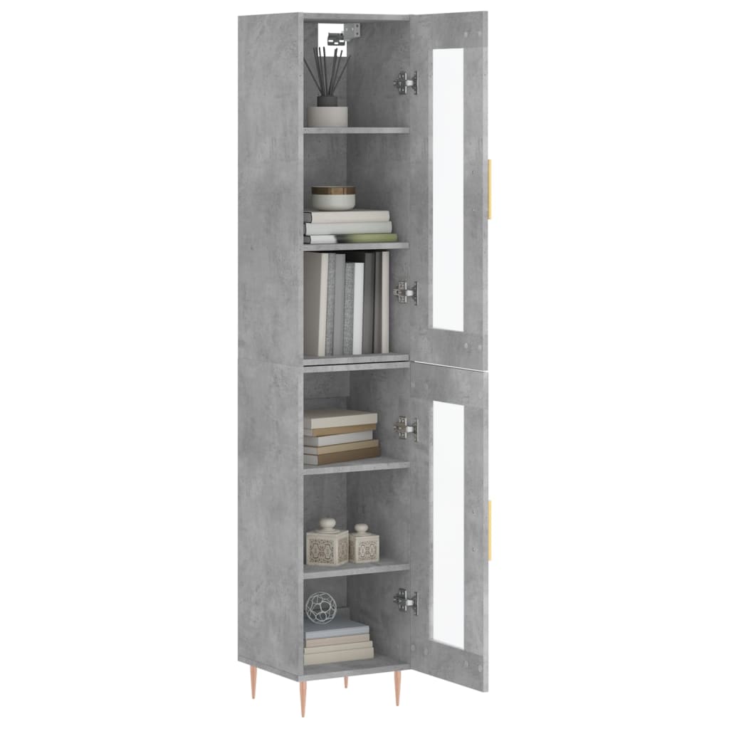 Hoge Kast 34,5X34X180 Cm Bewerkt Hout Betongrijs