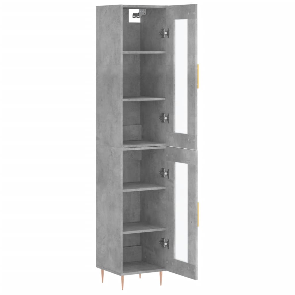 Hoge Kast 34,5X34X180 Cm Bewerkt Hout Betongrijs