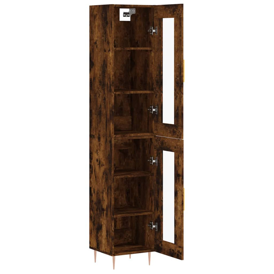 Hoge Kast 34,5X34X180 Cm Bewerkt Hout Gerookt Eikenkleurig