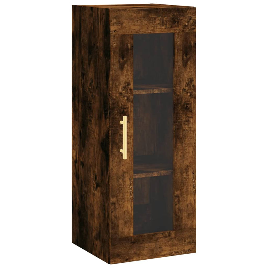 Hoge Kast 34,5X34X180 Cm Bewerkt Hout Gerookt Eikenkleurig