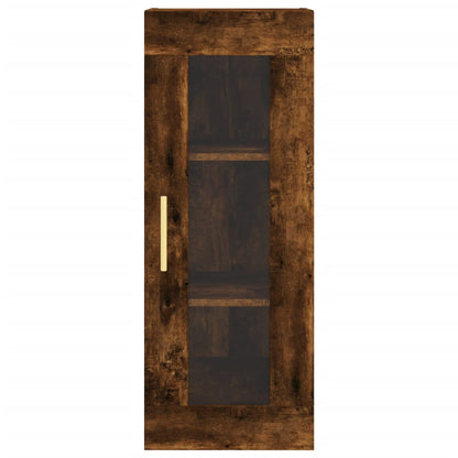Hoge Kast 34,5X34X180 Cm Bewerkt Hout Gerookt Eikenkleurig