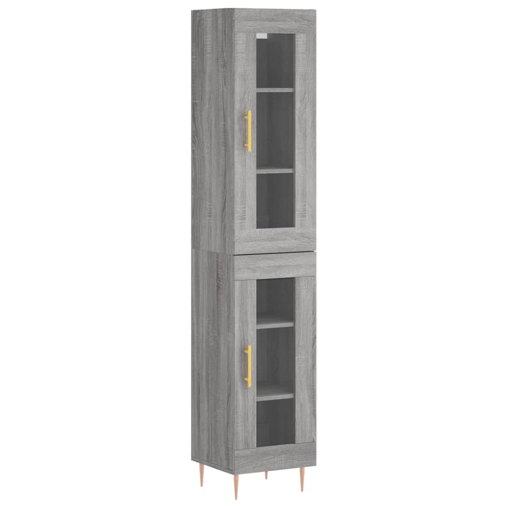 Hoge Kast 34,5X34X180 Cm Bewerkt Hout Grijs Sonoma Eikenkleurig