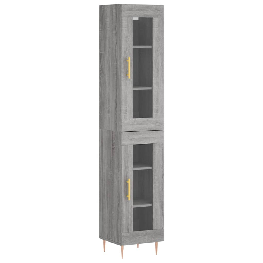 Hoge Kast 34,5X34X180 Cm Bewerkt Hout Grijs Sonoma Eikenkleurig