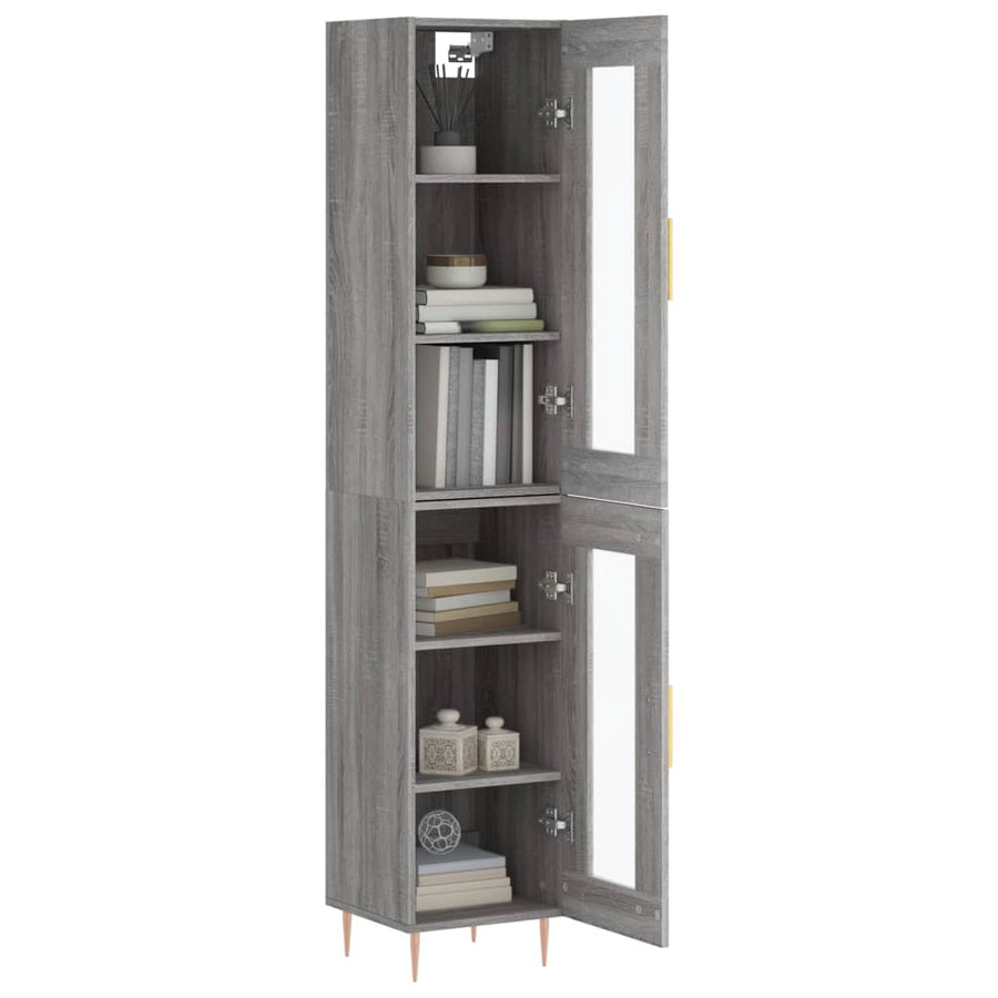 Hoge Kast 34,5X34X180 Cm Bewerkt Hout Grijs Sonoma Eikenkleurig