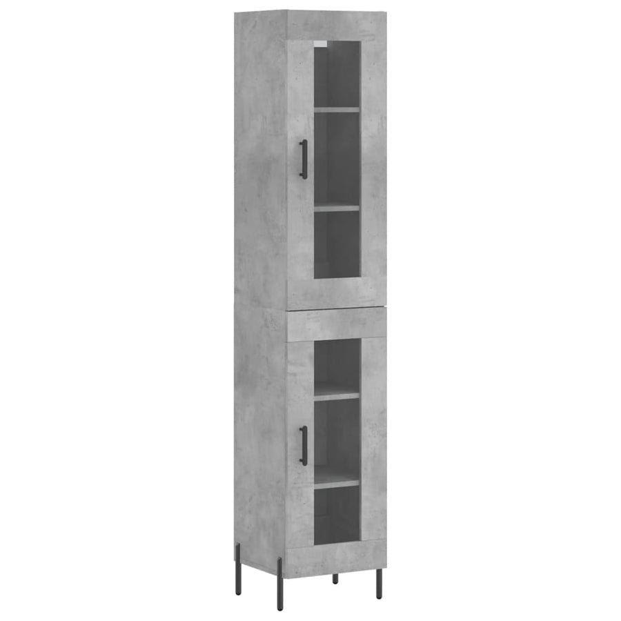 Hoge Kast 34,5X34X180 Cm Bewerkt Hout Betongrijs