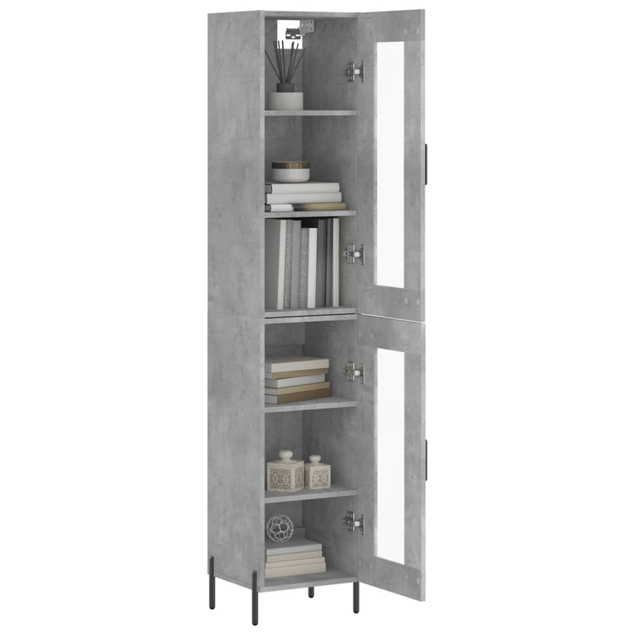 Hoge Kast 34,5X34X180 Cm Bewerkt Hout Betongrijs