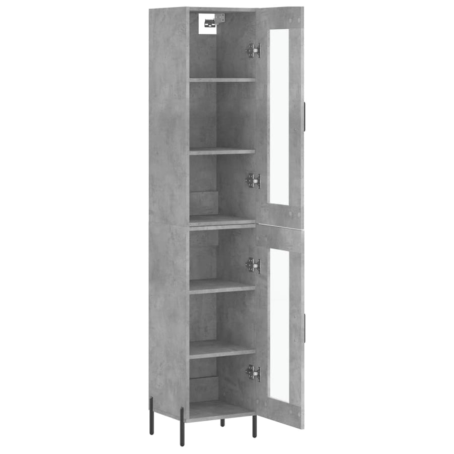 Hoge Kast 34,5X34X180 Cm Bewerkt Hout Betongrijs