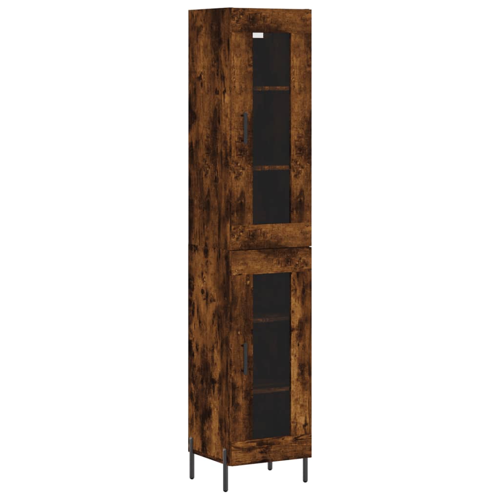 Hoge Kast 34,5X34X180 Cm Bewerkt Hout Gerookt Eikenkleurig