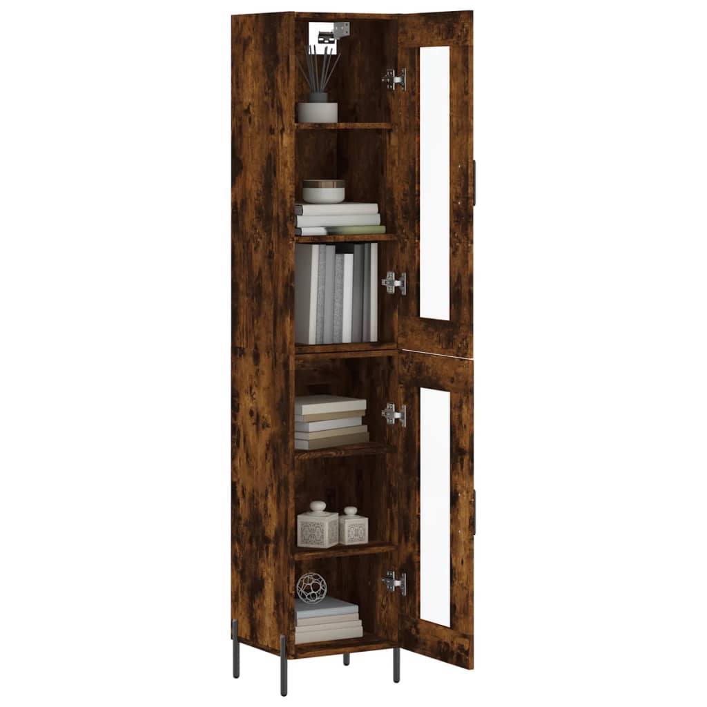 Hoge Kast 34,5X34X180 Cm Bewerkt Hout Gerookt Eikenkleurig