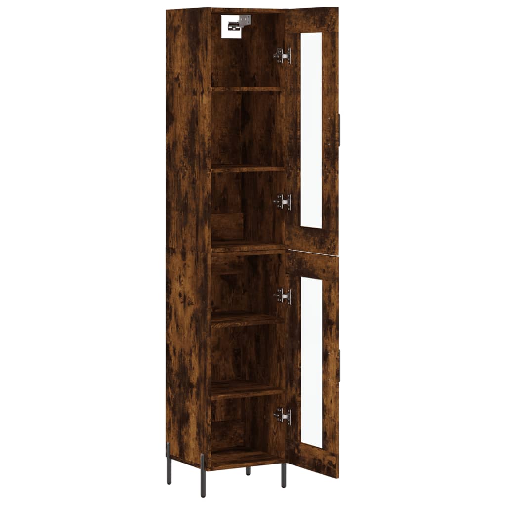 Hoge Kast 34,5X34X180 Cm Bewerkt Hout Gerookt Eikenkleurig