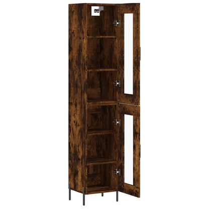 Hoge Kast 34,5X34X180 Cm Bewerkt Hout Gerookt Eikenkleurig