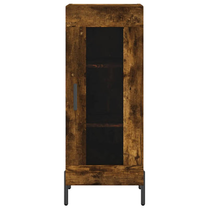 Hoge Kast 34,5X34X180 Cm Bewerkt Hout Gerookt Eikenkleurig