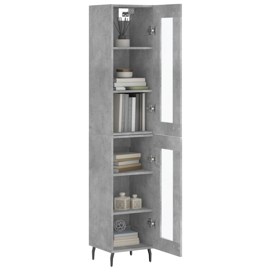 Hoge Kast 34,5X34X180 Cm Bewerkt Hout Betongrijs