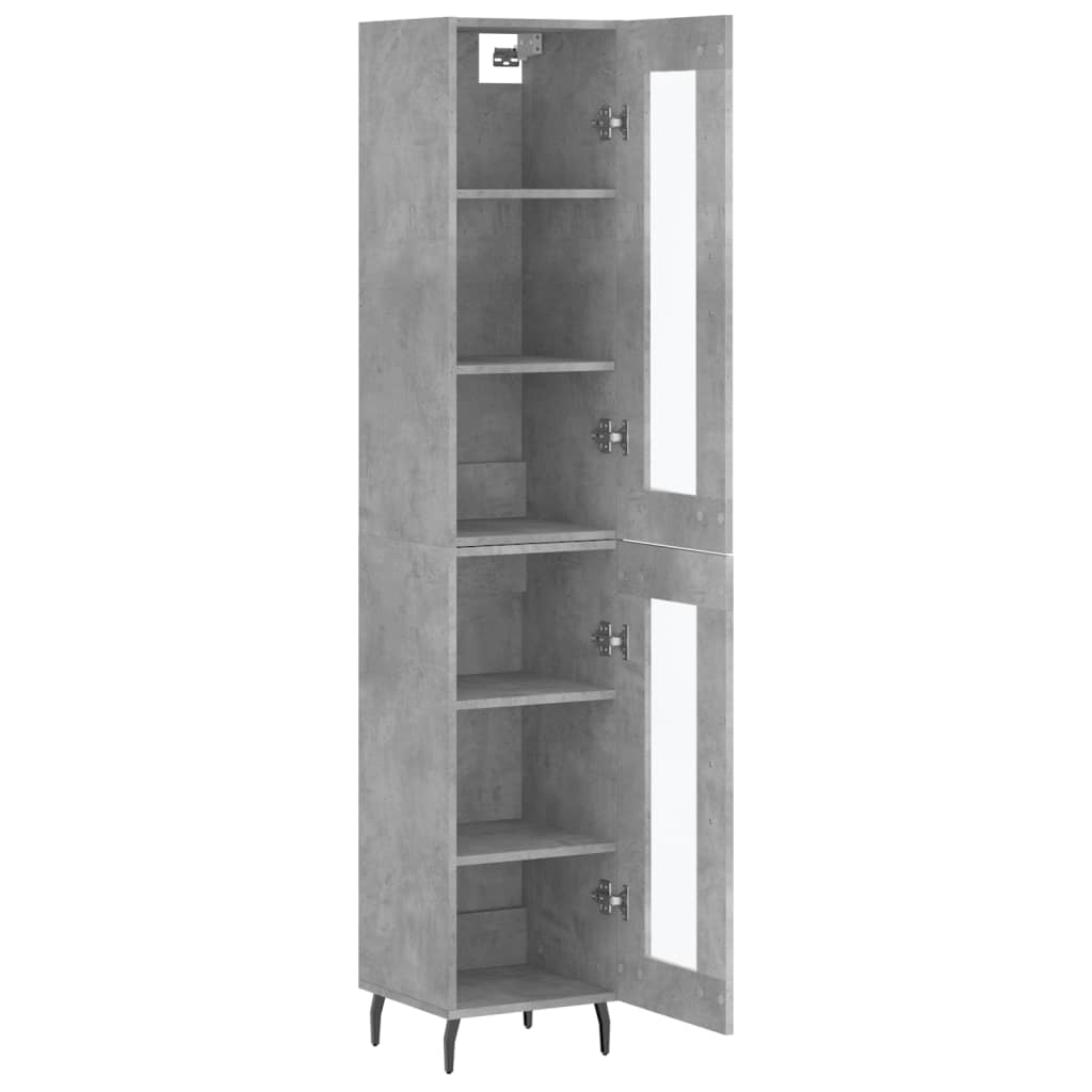 Hoge Kast 34,5X34X180 Cm Bewerkt Hout Betongrijs