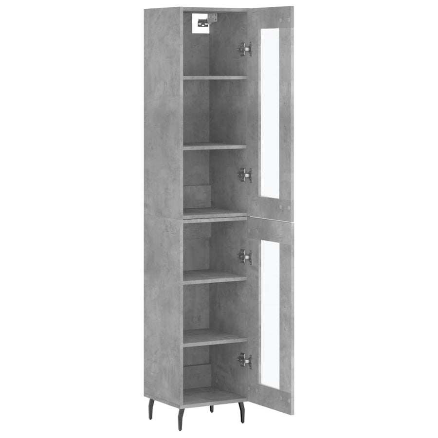 Hoge Kast 34,5X34X180 Cm Bewerkt Hout Betongrijs