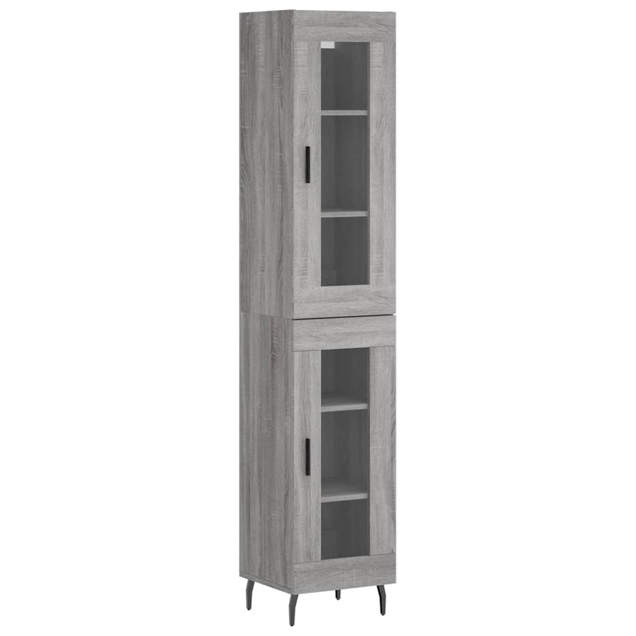 Hoge Kast 34,5X34X180 Cm Bewerkt Hout Grijs Sonoma Eikenkleurig