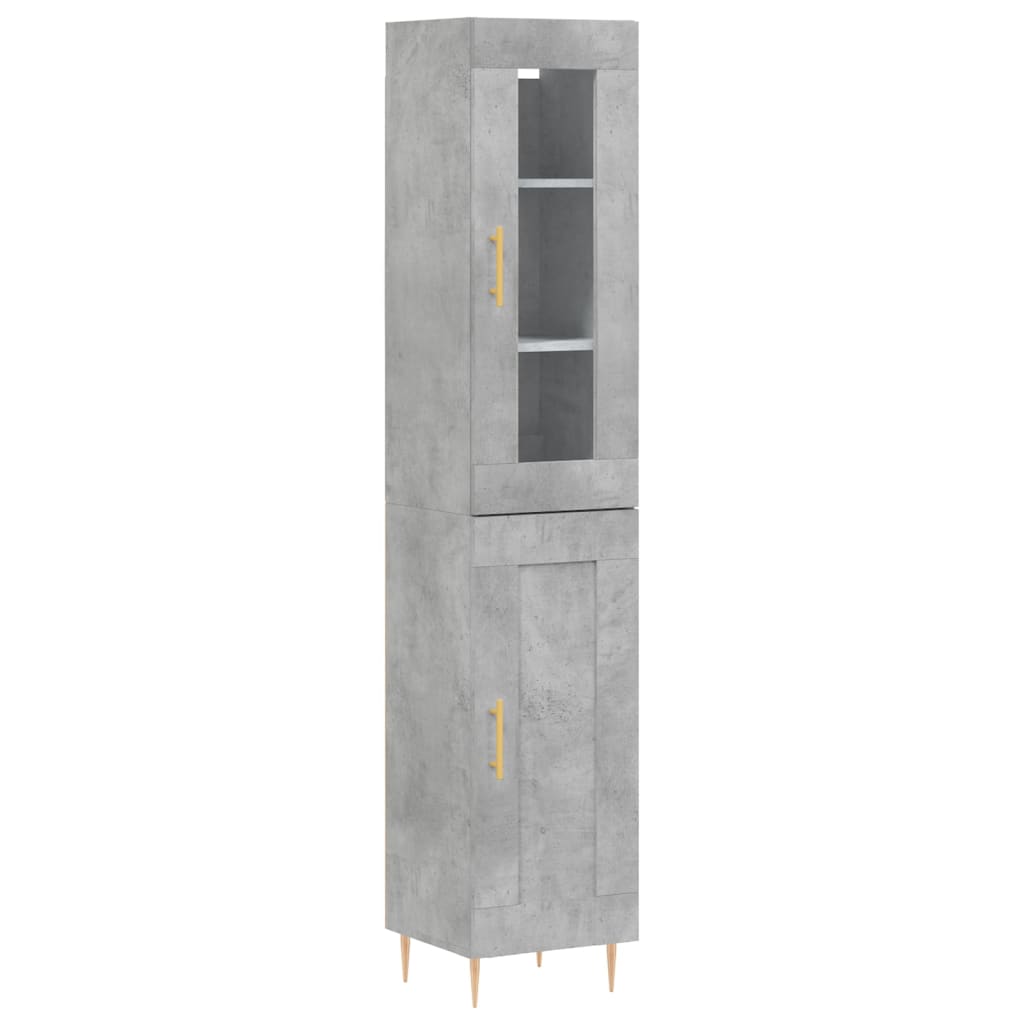 Hoge Kast 34,5X34X180 Cm Bewerkt Hout Betongrijs