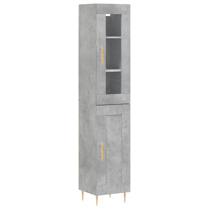 Hoge Kast 34,5X34X180 Cm Bewerkt Hout Betongrijs