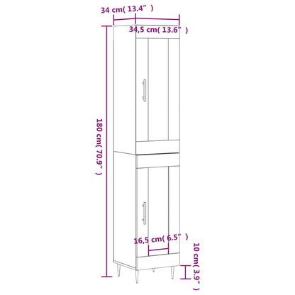 Hoge Kast 34,5X34X180 Cm Bewerkt Hout Betongrijs